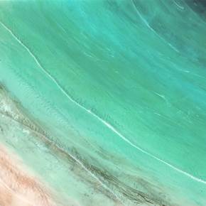 The Warmth of the Dead Sea, original Paisaje Técnica Mixta Pintura de Tiffani Buteau