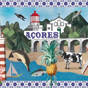Açores (tela), original Abstrait Collage Dessin et illustration par Maria João Faustino
