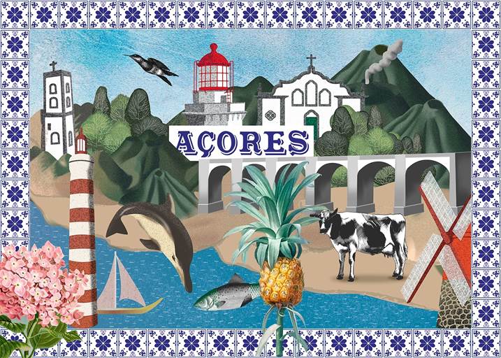 Açores (tela), original Resumen Collage Dibujo e Ilustración de Maria João Faustino