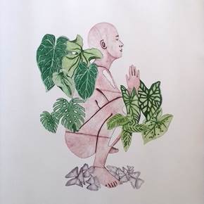 Malasana - Abrir-se, original Figure humaine Gravure Dessin et illustration par Najla Leroy