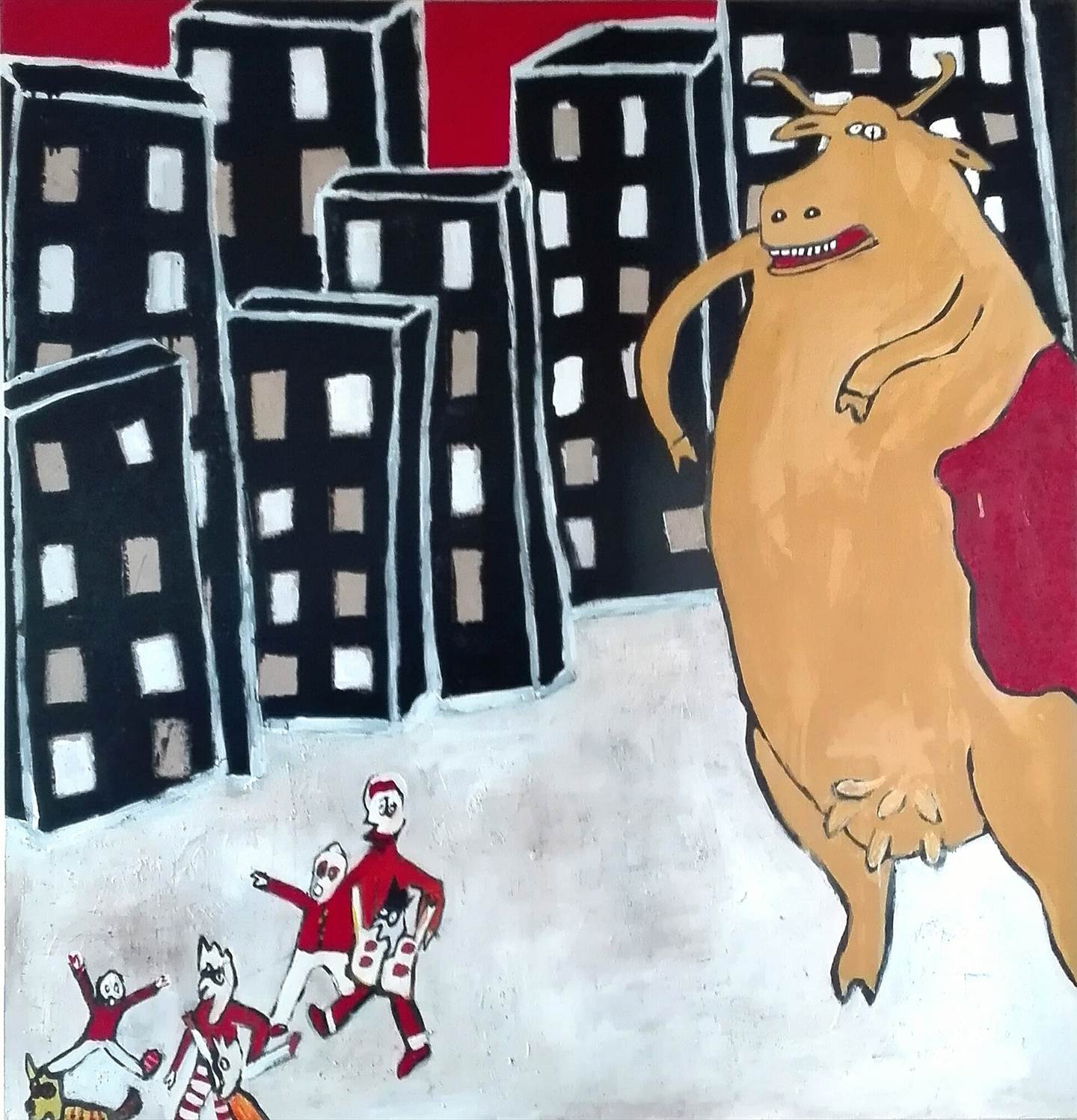 Tenho orgulho em ser uma vaca, original Animals Mixed Technique Painting by Teresa Ribeiro