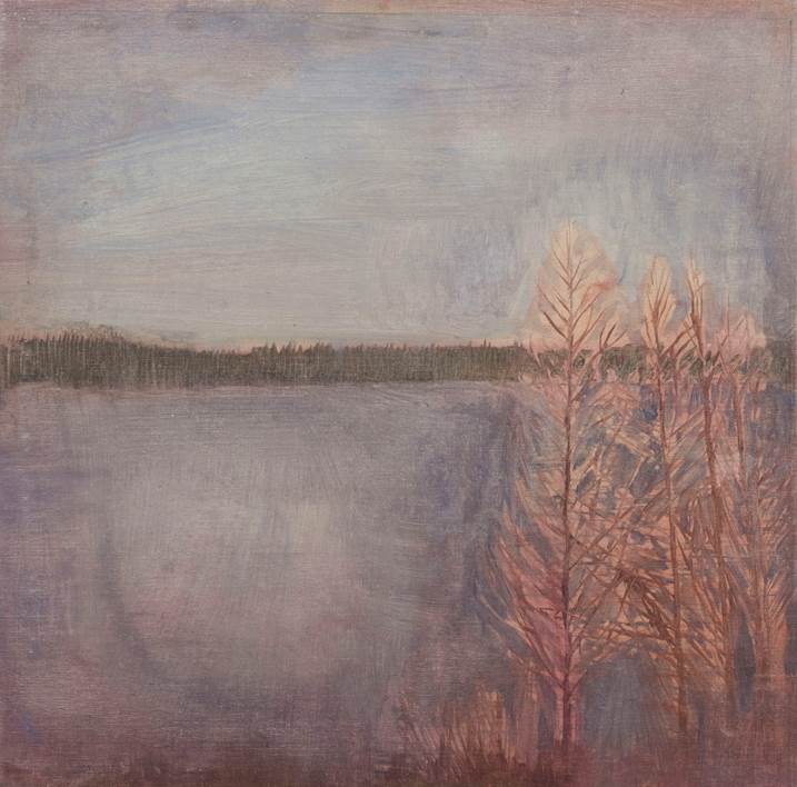 Four trees by a lake in Sweden (2 of 2), original Landscape Oil Painting by Taha Afshar