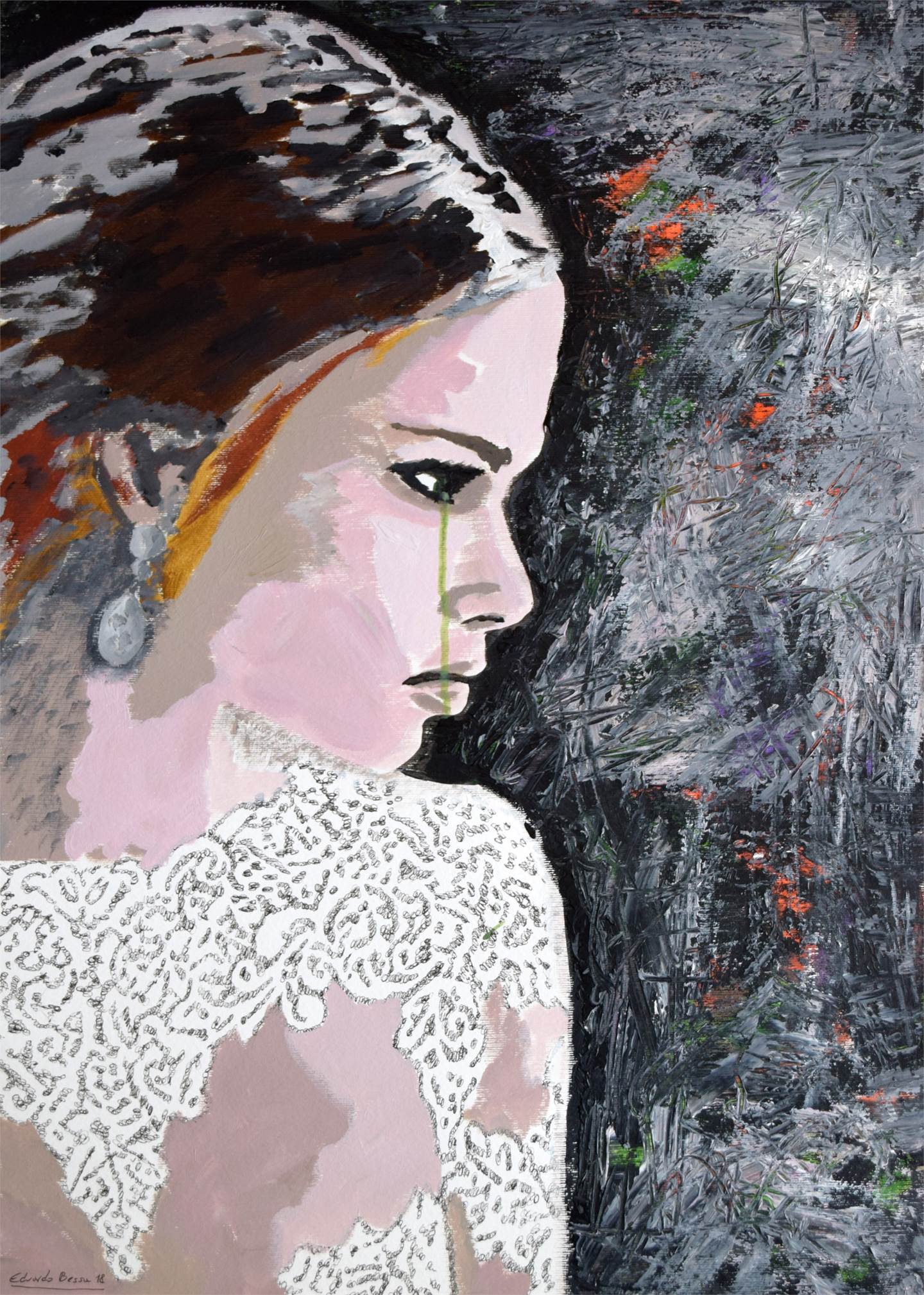 The bride, original Femme Acrylique La peinture par Eduardo Bessa