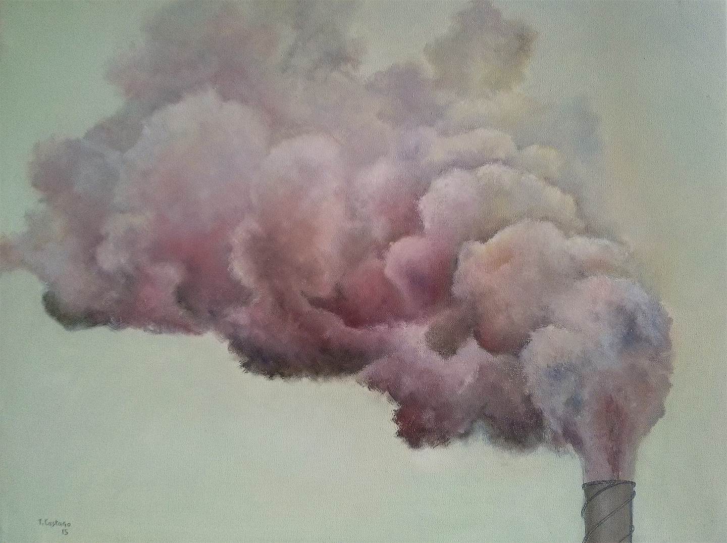 Industrial smoke, original Paysage Pétrole La peinture par TOMAS CASTAÑO