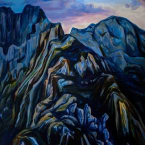 Montanha azul , original Grande Acrílico Pintura de João Gama