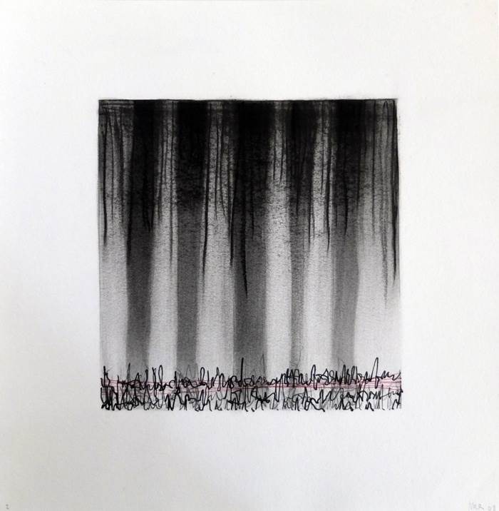 Drawn Inward IV, original Abstrait charbon Dessin et illustration par Mariana Alves