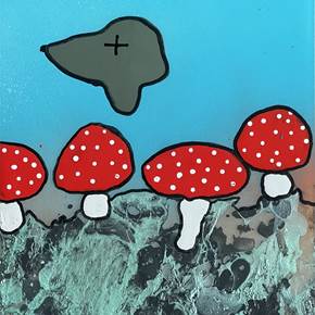 The mushrooms and the cloud #3, original Animaux Acrylique La peinture par Mario Louro