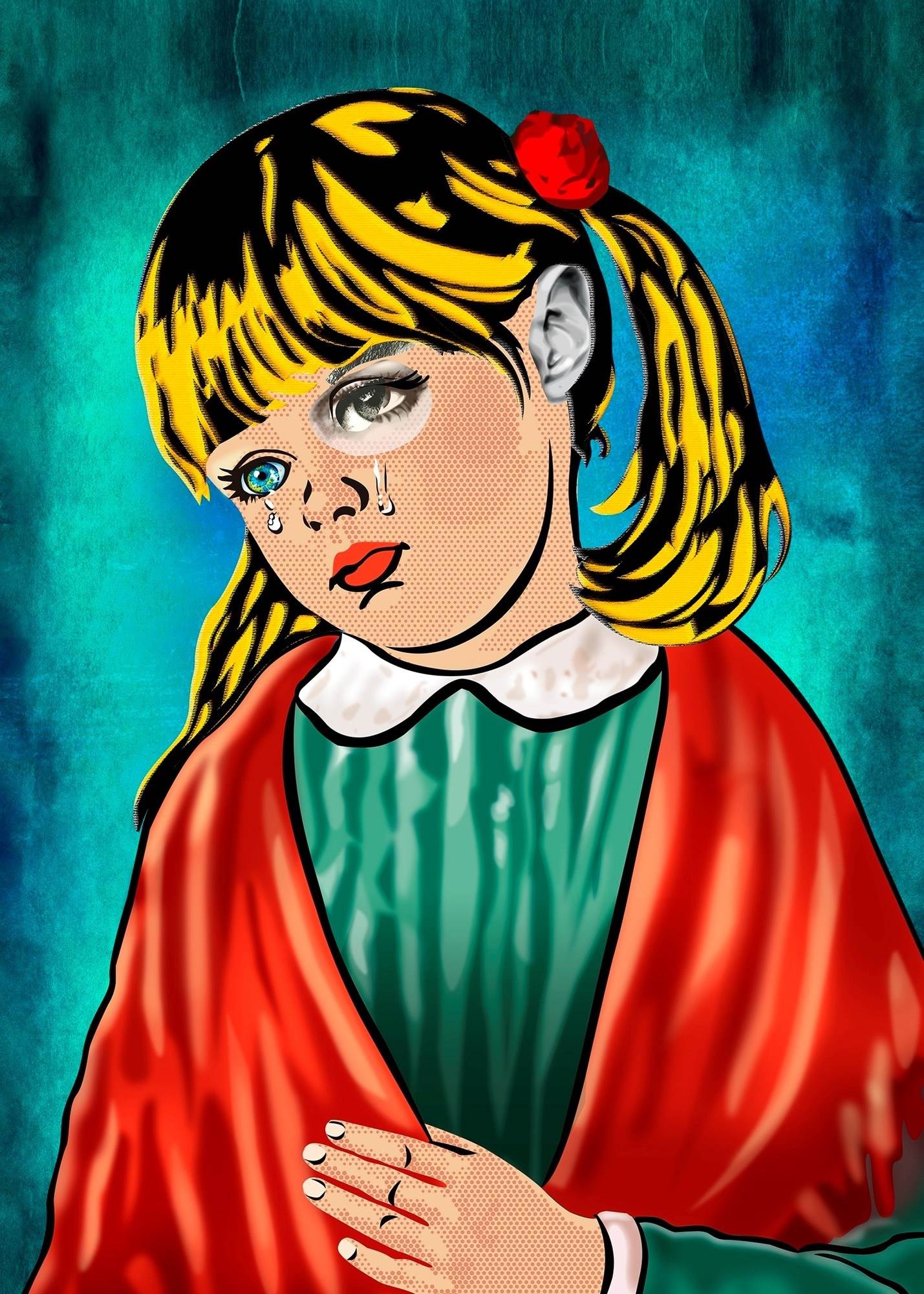 Menina da Lágrima (Tela), original   Dessin et illustration par Maria João Faustino