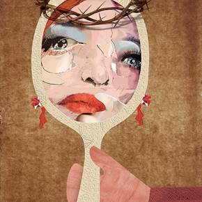 Unmagical Mirror / Reality Bites, original Abstrait Toile Dessin et illustration par Maria João Faustino