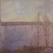 Two trees by a lake in Sweden, original Landscape Oil Painting by Taha Afshar