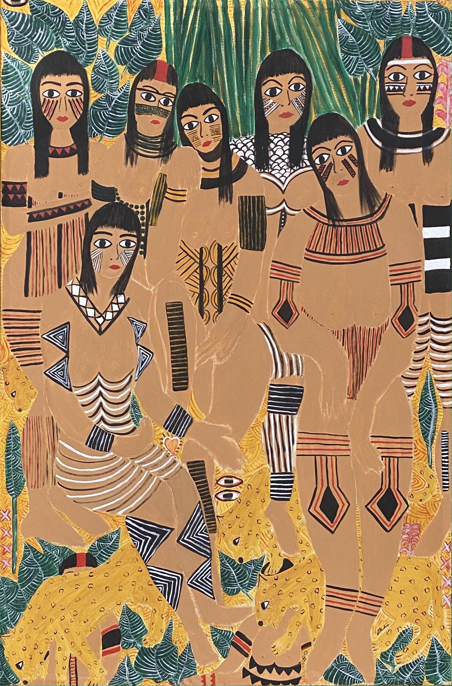 Indígena no Coração, original Figure humaine Acrylique La peinture par Zélia Mendonça