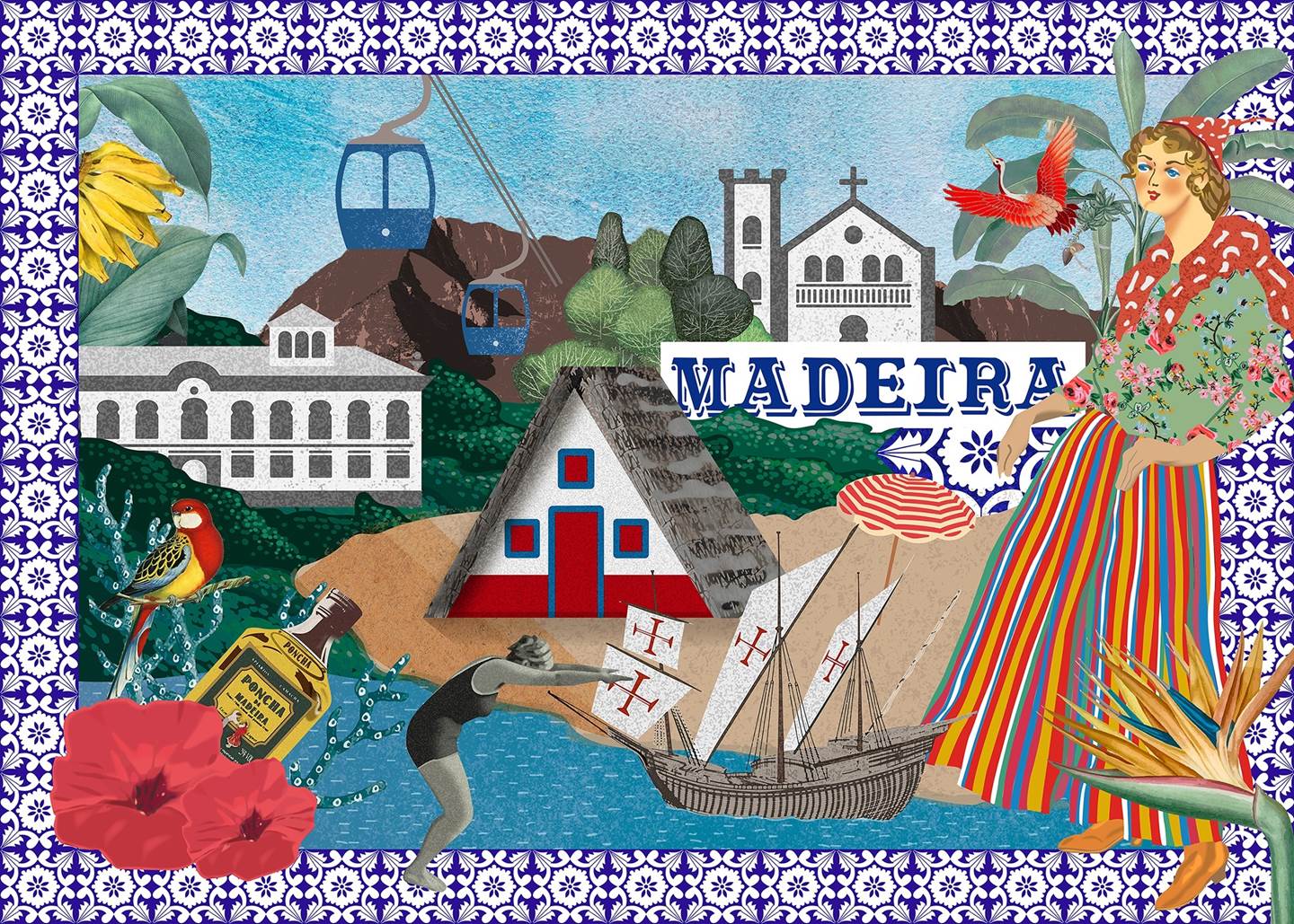 Madeira (Tela), original Paysage Toile Dessin et illustration par Maria João Faustino
