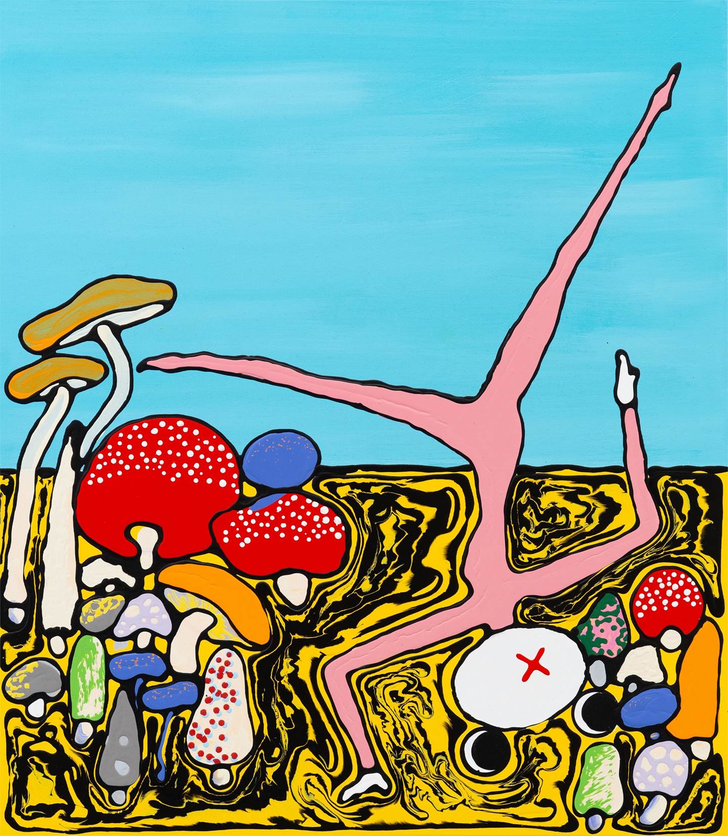 Mushrooms and the cloud #4, original Portrait Acrylic Painting by Mario Louro