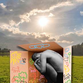 Look out of the box, original Minimaliste Collage Dessin et illustration par Yeva Adamovska